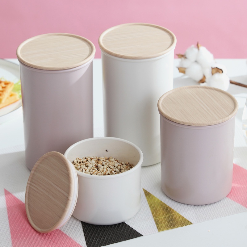 

Kitchen Storage Container Plastic Airtight Storage Jars Cereal Dispenser Cylindrical Snack Dry Sealed Simple Container