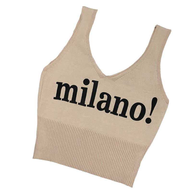 20221202 garment womens top best selling printed letter knitted sling outwear tank top