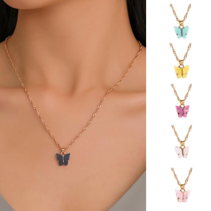 

DUOBLA butterfly necklace women choker fashion gold silver egirl stainless steel boho jewelry Pendant necklaces chains