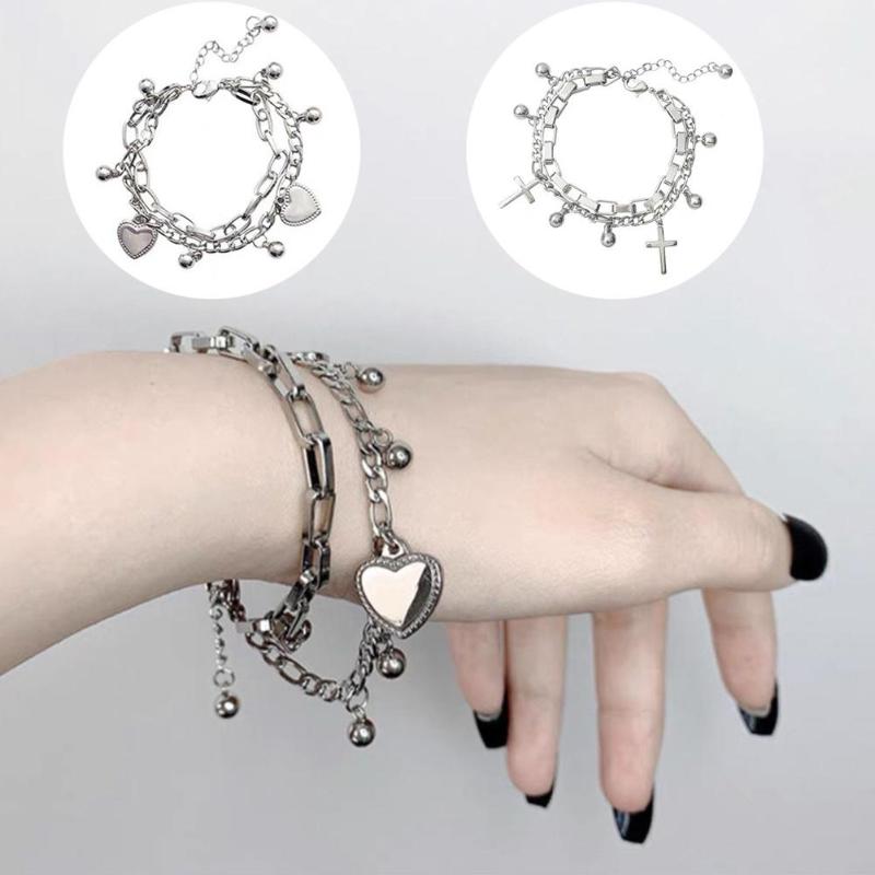 

Fashion Women 2-layer Love Heart Cross Charm Hand Bohemia Vintage Shell Rope Chain Bracelet Anklet Jewelry Gift In stock