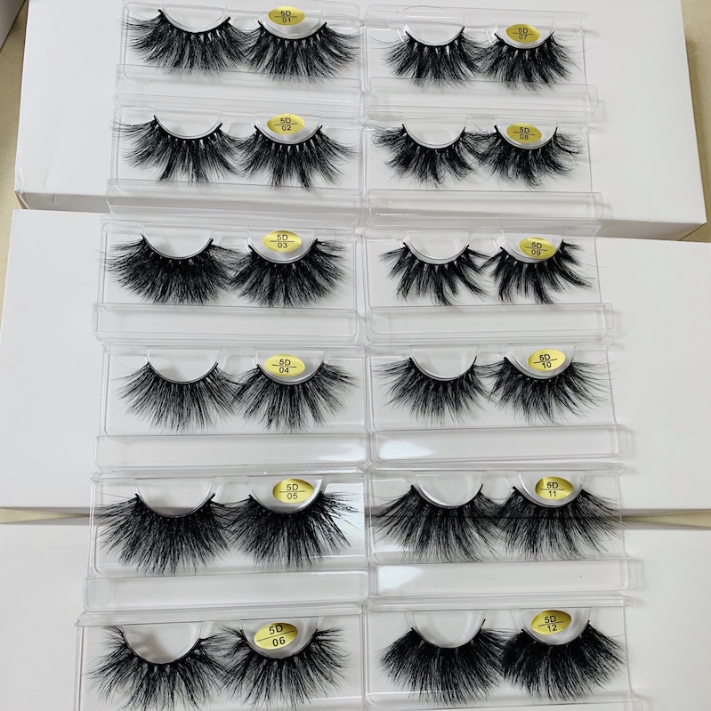 

25mm long and dramatic real mink eyelashes 5D large mink eyelashes false eyelashes 12 styles