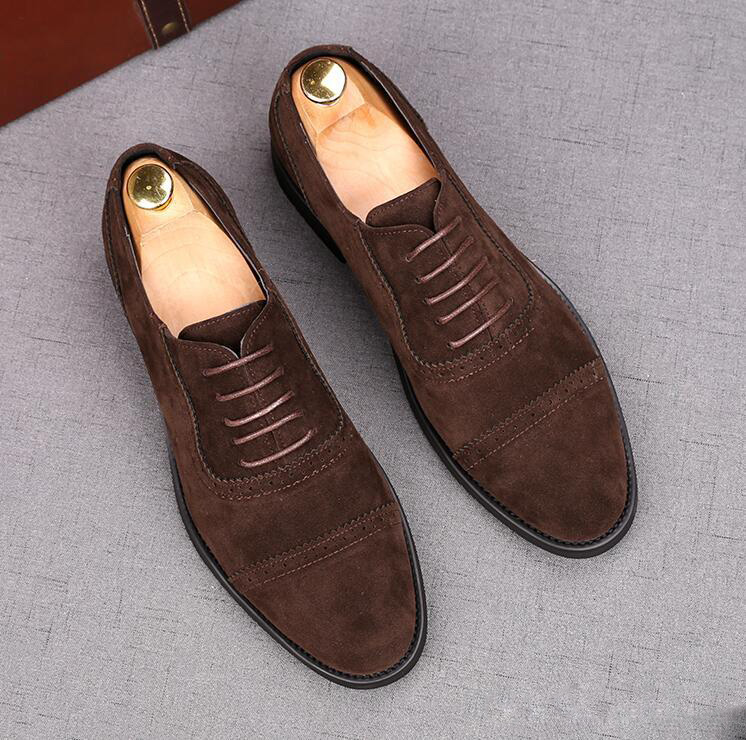 

Men Formal Business Brogue Shoes Luxury Men's Dress Shoes Male Casual Suede Leather Wedding Party Loafers Handmade Breathable Classic Shoes, Black