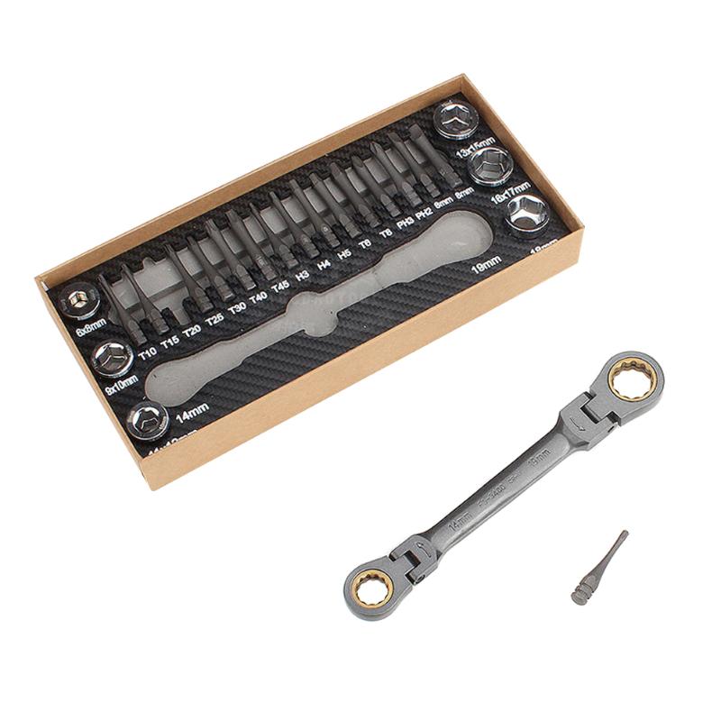 

Cross Hexagonal Screwdriver Bit Set Ratchet Spanner Socket Machine Repair Tools Set FAS6