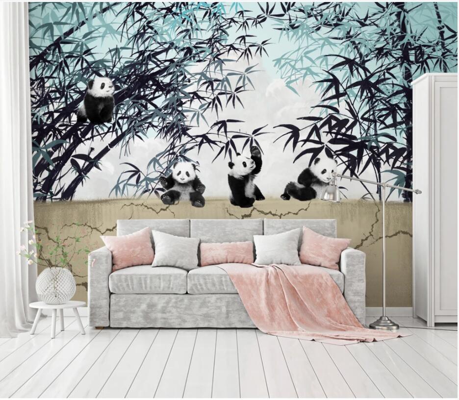 

3d wallpaper custom photo Hand painted panda bamboo forest background wall home decor living room 3d wall murals wallpaper for walls 3 d, Non-woven wallpaper