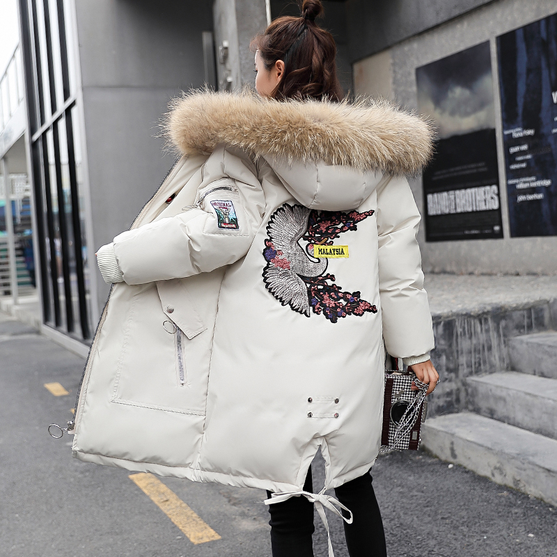 

Fashion winter women's new loose version of cotton jacket in the long section of embroidered down cotton jacket womenFashion winter women's, Army green