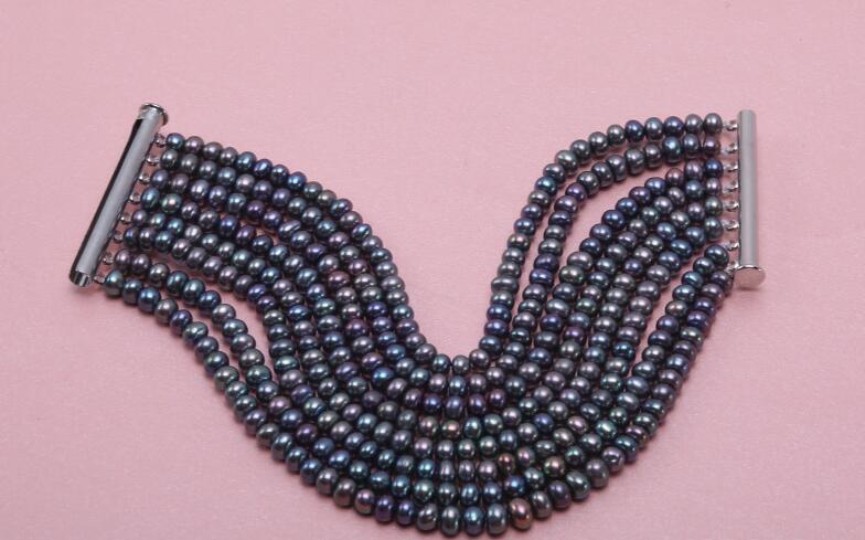 

6mm black colors pearl handmade 8 strands Bracelet real Natural Freshwater Pearl 15cm 20cm 6inch 8inch 9''