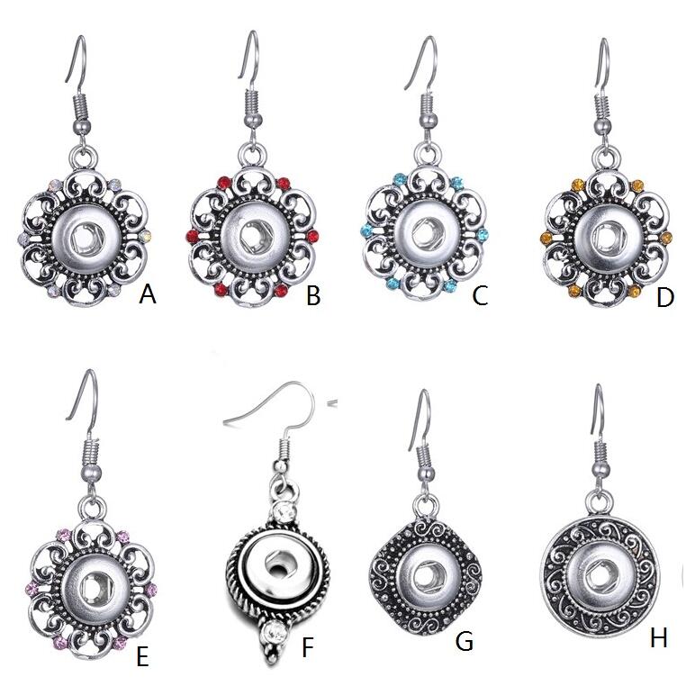 

Bohemian Noosa 12mm Ginger Snap Earrings Jewelry Vintage Silver Crystal Snap Button Chunks Drop Earrings Women Person Gift