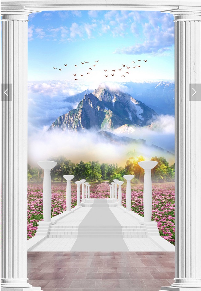 

WDBH 3d wallpaper custom photo Roman column mountain landscape porch background home decor 3d wall muals wallpaper for walls 3 d, Non-woven