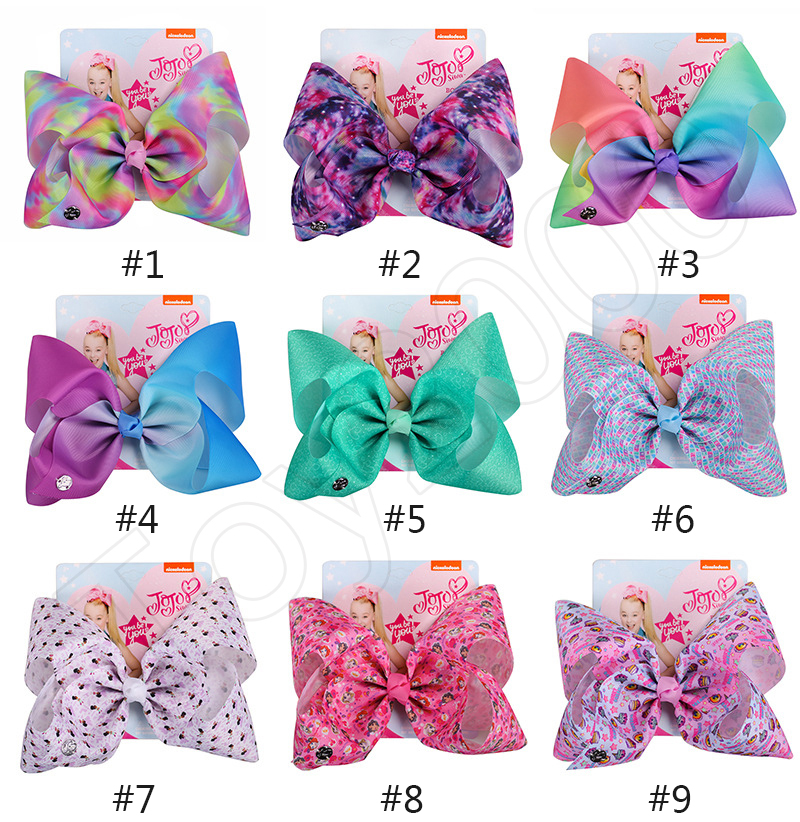 

8 inch JOJO bow girl hair bows Flowers Rainbow Mermaid Design Girl Clippers Girls Hair Clips JOJO SIWA Hair Accessory, Remark colors