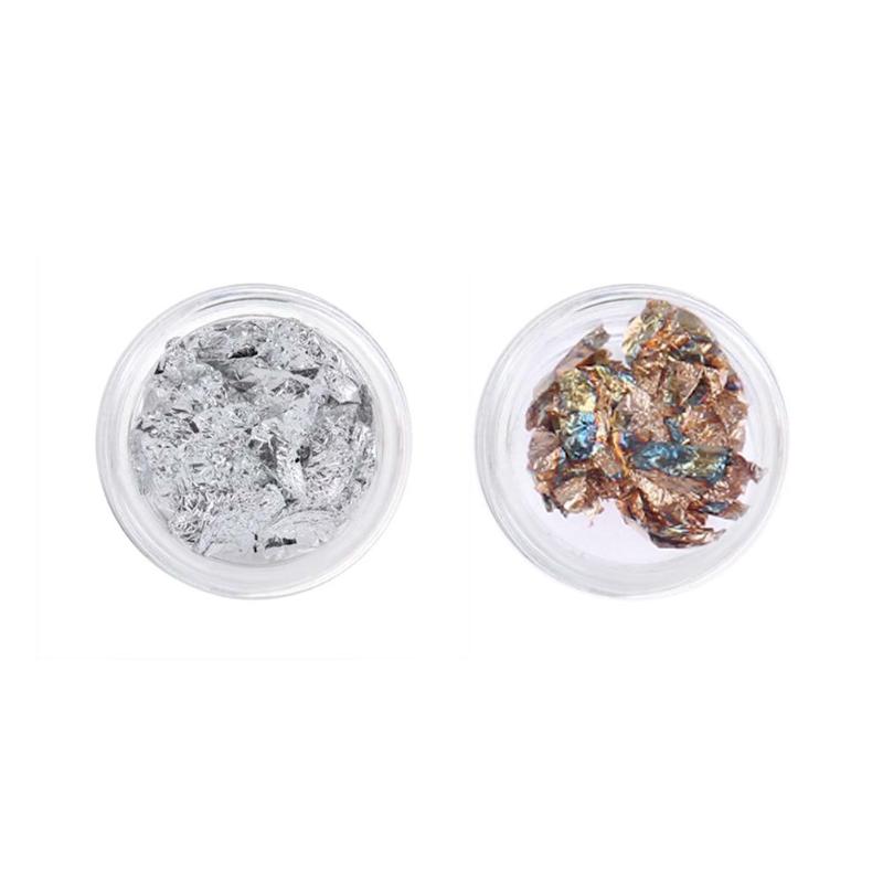 

Glitter Tinfoil Nail Art Stickers UV Gel Crystal Manicure Tin Foil Decals, Silver