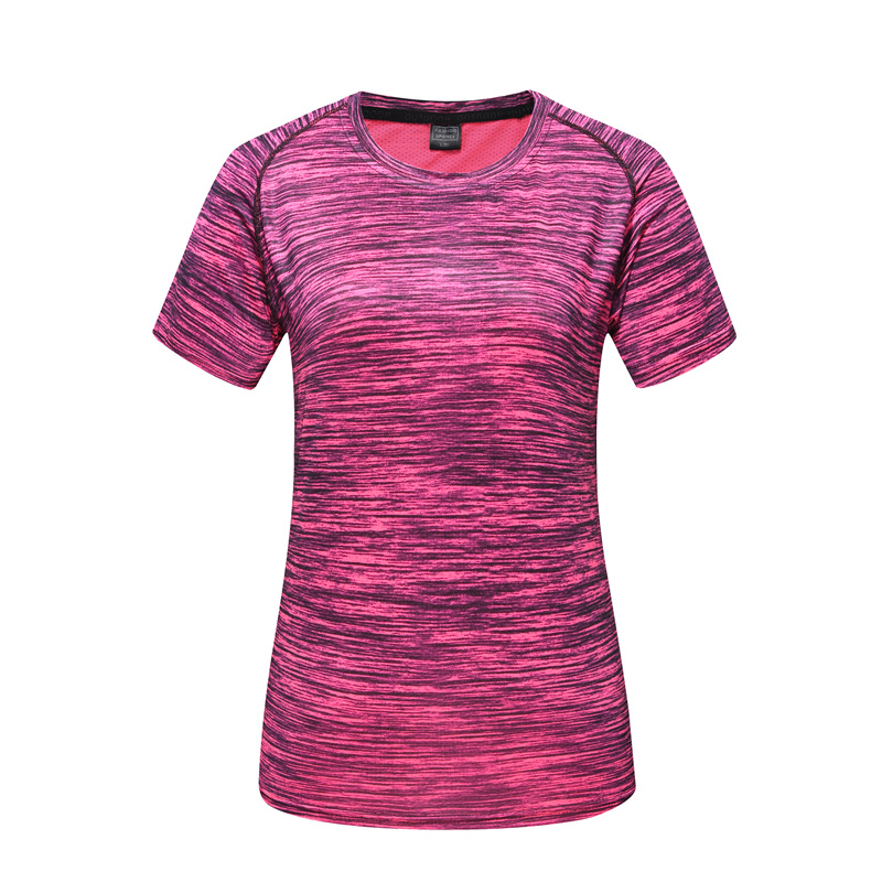 

Women Fitness Tshirt Sport Wear Tops Breathable Quick Dry Workout Gym Clothing 2020 New Stripe Lady Jogging Running T Shirts, Blue