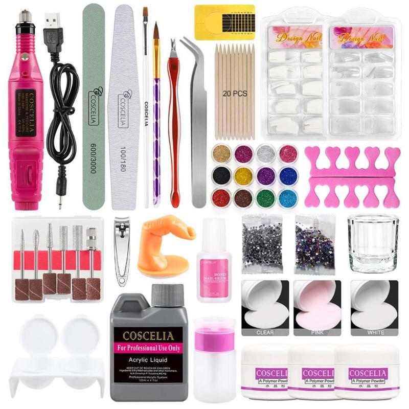 

COSCLEIA Acrylic powder Set Manicure Set Nail Drill Machine Nail files For Art Tools Art Decorations Gel