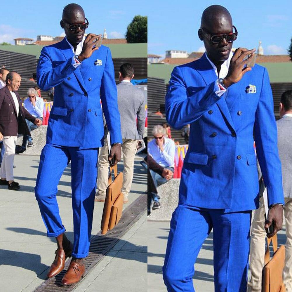 

Royal Blue Groom Tuxedos Double-Breasted Groomsmen Wedding Tuxedos Popular Men Formal Blazer Prom Jacket Suit(Jacket+Pants+Tie) 3684, Same as image