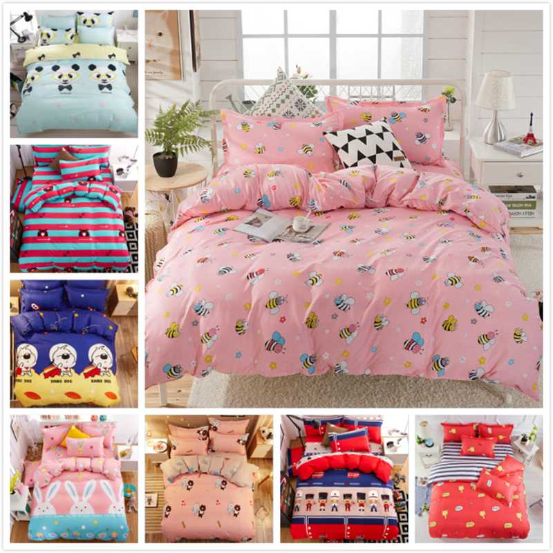 

Soft Comfortable Single Twin Full Queen King Size Quilt Duvet cover 3/4 pcs Bedding Set Adult Kids Bed Linen 150x200 Bedspreads, As photo 15