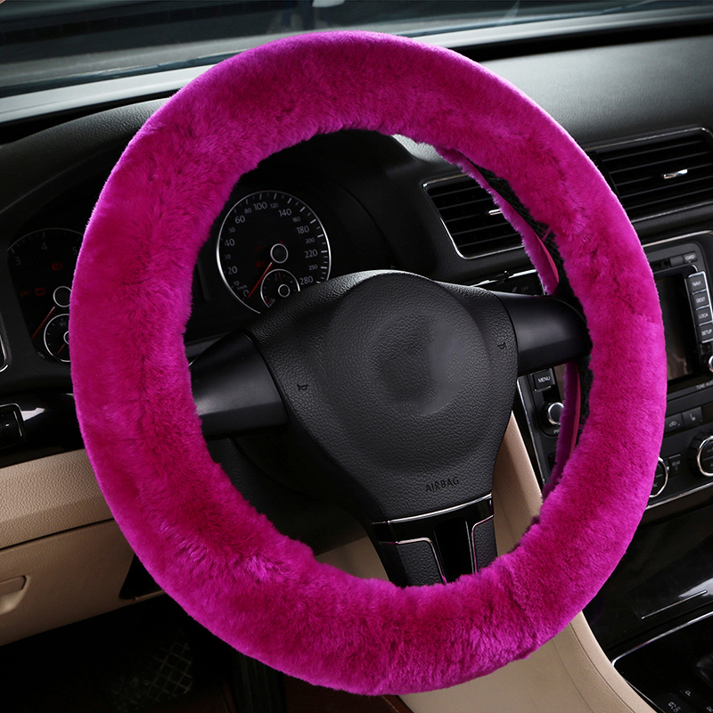 

Australian wool car steering wheel cover winter women girl real warm plush auto accessories interior Christmas gift free size