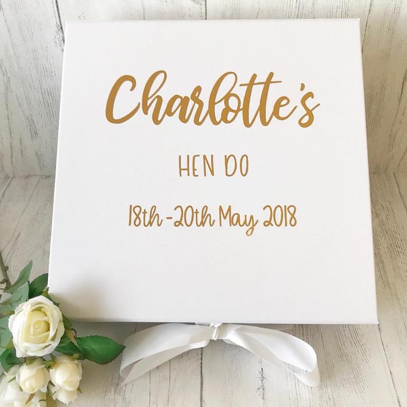 

personalised Hen party, memory box,white gift for bride, keepsake box, Real Foil gift for hen, bestie, from bridesmaid