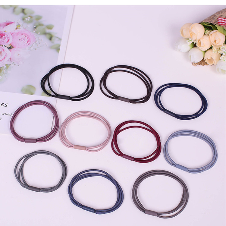 

200PCS Simple Fashion Headwear Electroplated Rubber Band Head Rope Hair Ring Black Color Hair Accessories