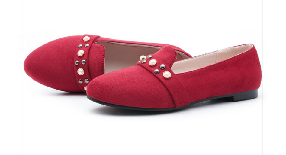 

2019 Suede Women's shoes in Spring and Autumn with New style flat bottom round head rivet @2242, Pink