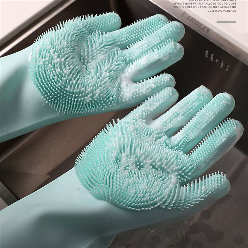 

1pc Dishwashing Cleaning Gloves Magic Silicone Rubber Dish Washing Glove for Household Scrubber Kitchen Car Pet Clean Tool Scrub