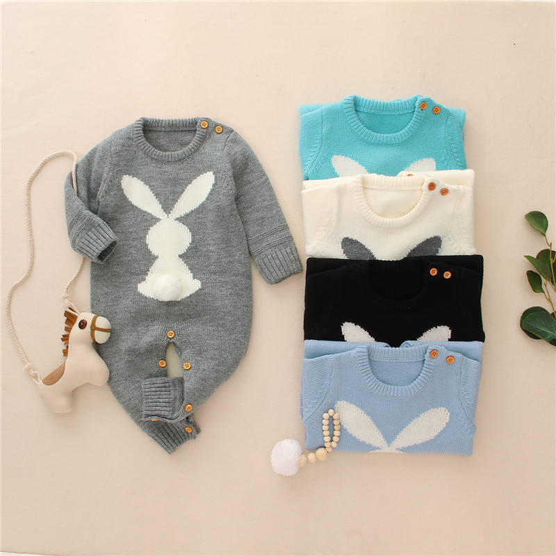 

Newborn Knitted Rabbit Overall Clothes Baby Boy Girl Rabbit Jumpsuit Easter Long Sleeve Knitted Jumpsuit 5 Color