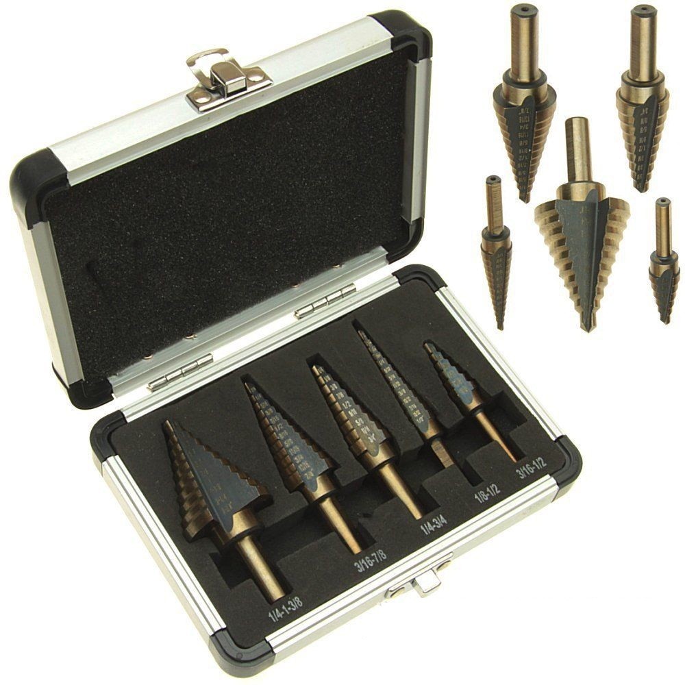 

5pcs/Set HSS Cobalt Multiple Hole 50 Size Step Drill Bit Set Coming Include Aluminum Case Arrival High Quality DEC517