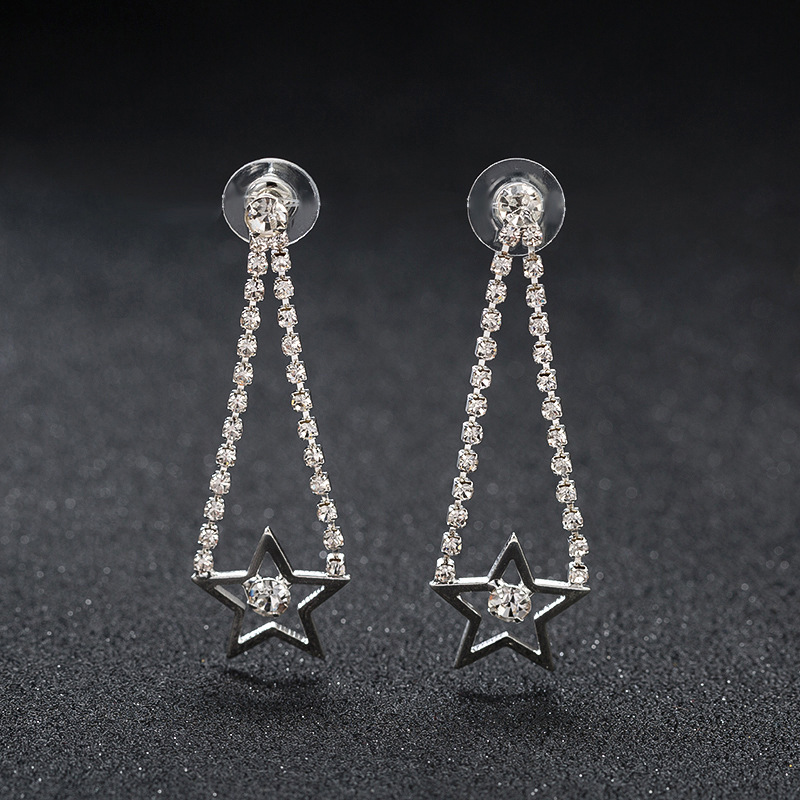 

Five. Stars Long Fund Tassels The Ear Line Temperament Concise Joker Earrings Ear Nail Eardrop