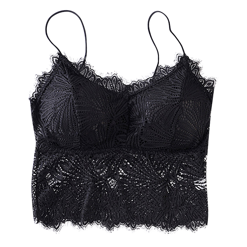 

Women's Wrapped Chest Holoow Out Tops No Steel Rims And Chest Pads Bottoming Suspenders Bras, Black