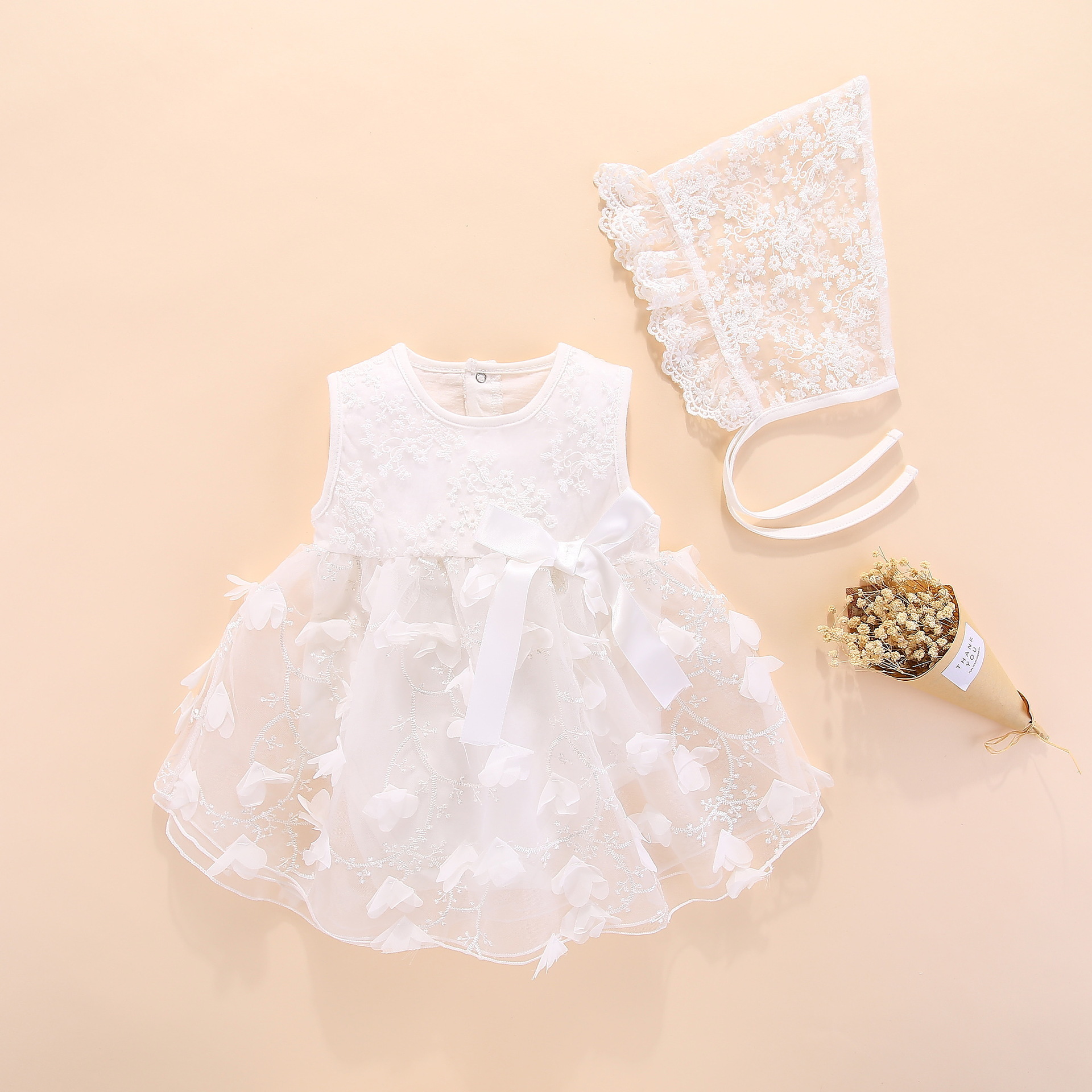 Babys Fille robe espagnole style Floral Nœud Rose Newborn 0-3 M 3-6 mois 