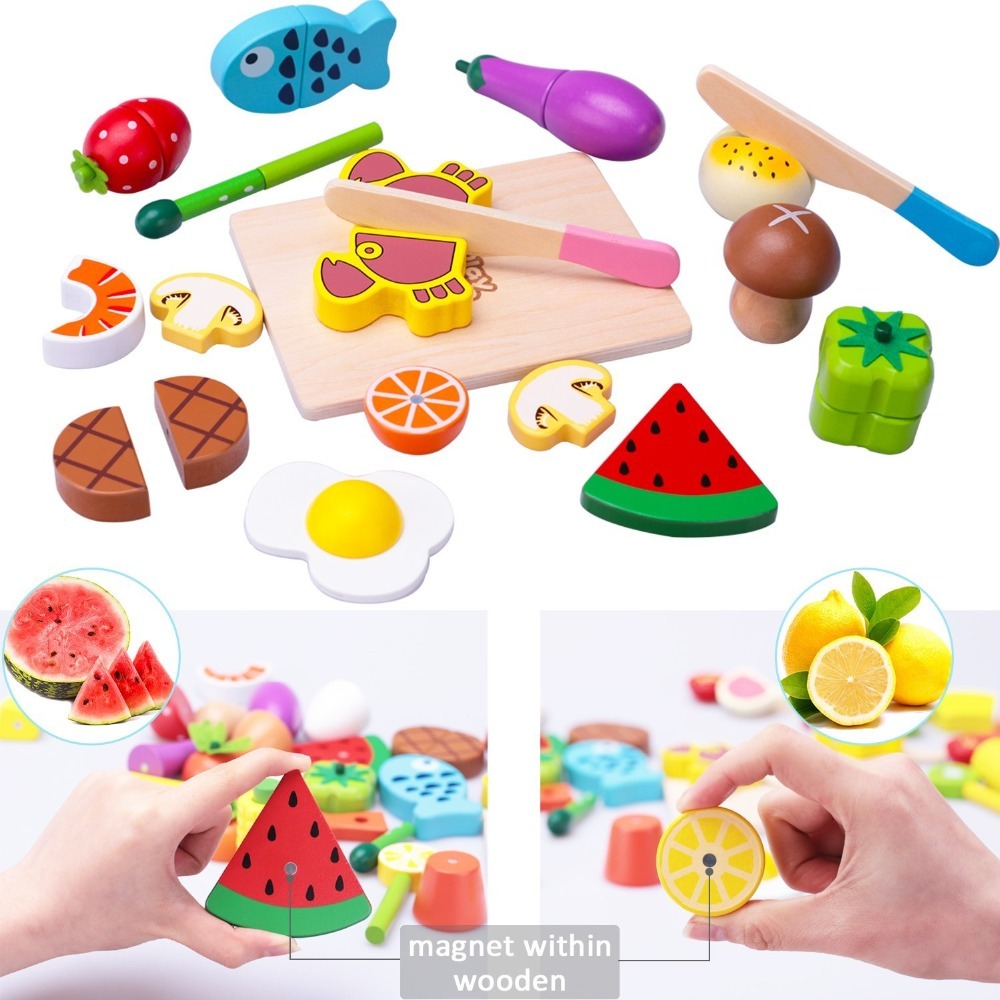 wooden cut up play food