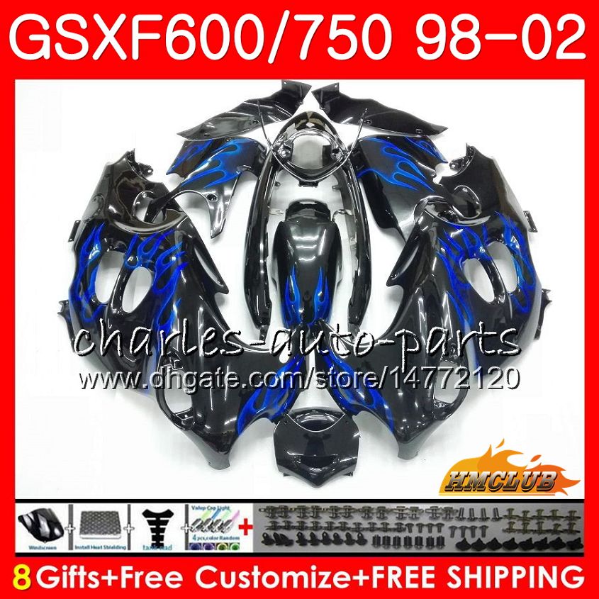 

Body For SUZUKI KATANA GSXF 750 600 GSXF600 98 99 00 01 02 2HC.68 GSX750F GSX600F GSXF750 Blue flames 1998 1999 2000 2001 2002 Fairing kit, No. 11