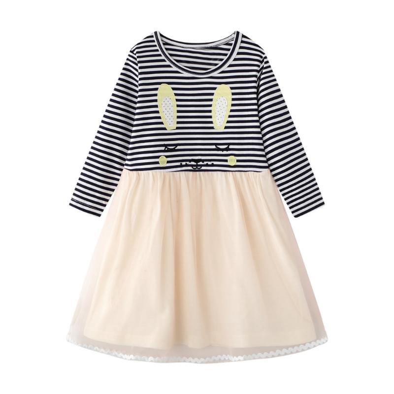 

Kids Patchwork Dress Toddler Kids Girls Cartoon Animal Printed Striped Dress Children Girls Lovely Tulle Dresses #LR5, Beige