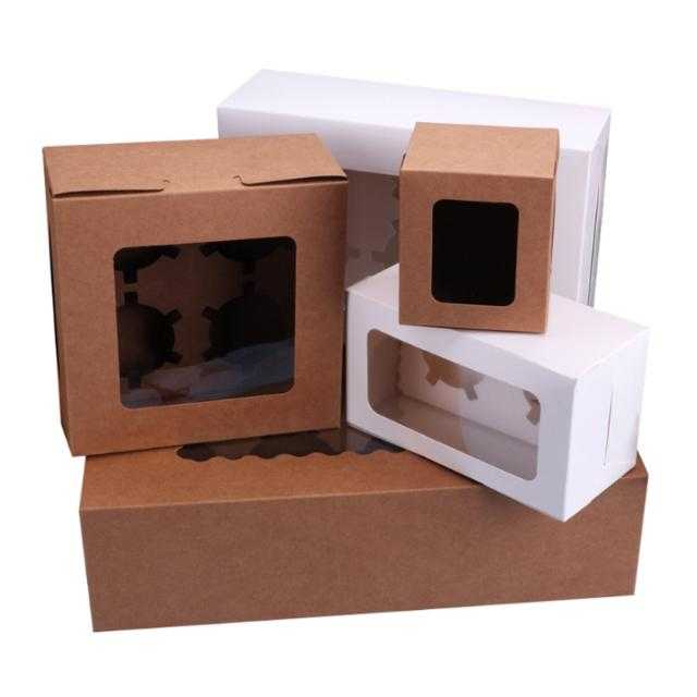 

1pc 1/2/4/6 Holes Kraft Paper Cupcake Packing Box Muffin Wedding Party Case Holder Box White/Red Cupcake-Boxes Gift Window Boxes