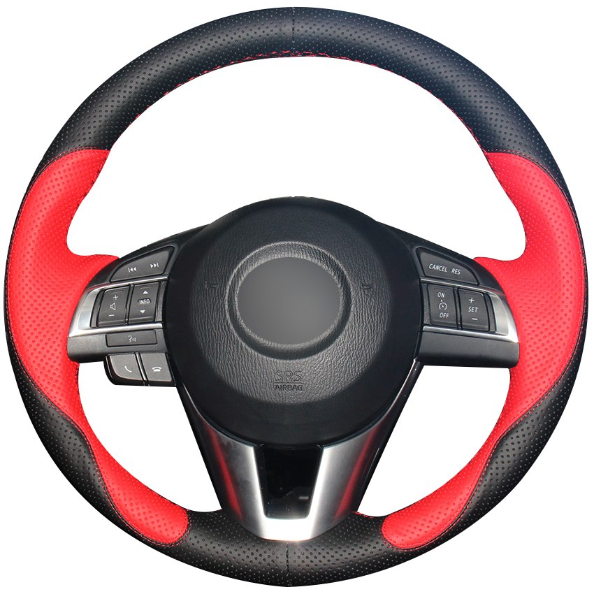 Couverture de volant de voiture en cuir noir rouge naturel pour Mazda 3 Axela Mazda 6 Atenza Mazda 2 CX-3 CX3 CX-5 CX5 Scion iA