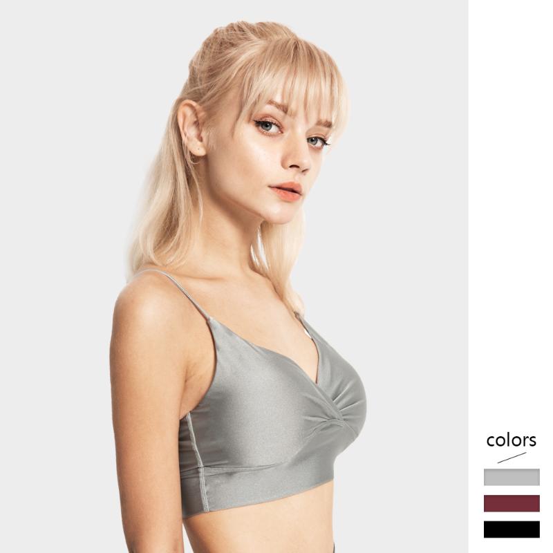 

Women Shimmering Bra Triangle Cup Backless Underwear Strappy Solid Brassire for Fitness Sports Running Comfortable Bra Top, Black