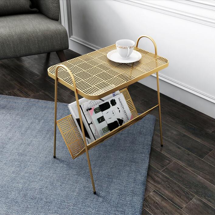 Nordic modern Living Room Furniture bedside table balcony small iron nightstand sofa corner tables-image-511865285