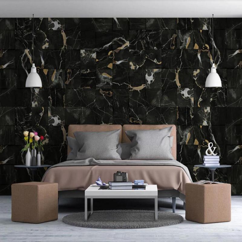 

Dropship Customizable Size 3D Mural Wallpaper Modern Fashion Black Gold Sand Marbled Gold Mural Background Wall, As pic
