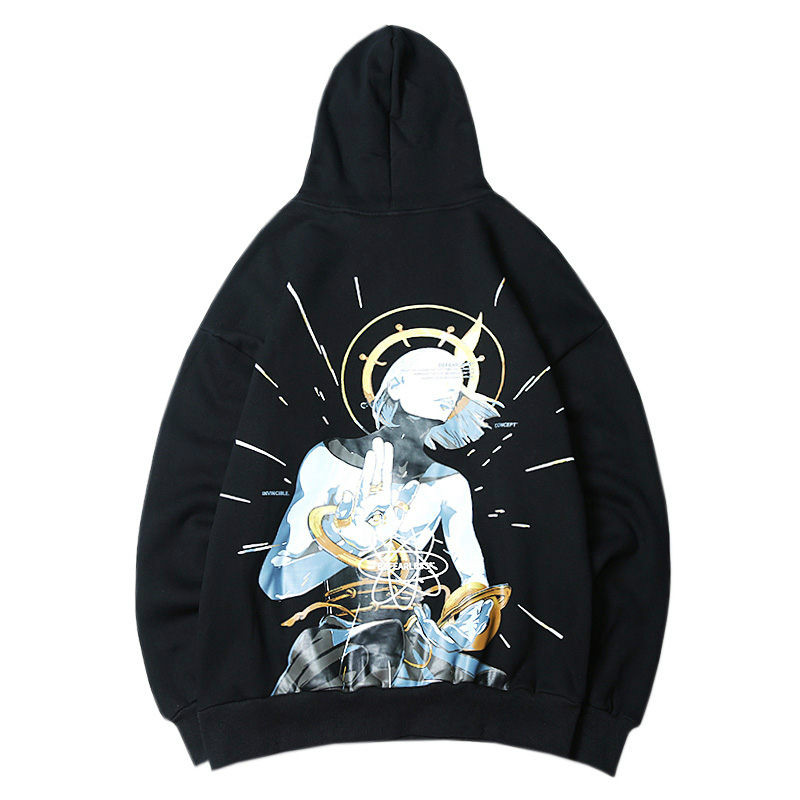 

Januarysnow Hip Hop Hoodie Sweatshirt Gods Invincible Hand Print Men Hooded Pullover Streetwear Winter Fleece Cotton Hoodie Eye Autumn 2019, Black