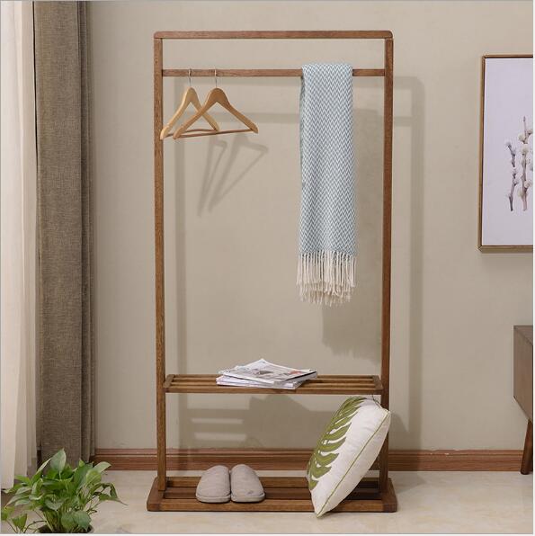 Scandinavian solid wooden clothes and hats rack Bedroom Furniture receives wax oil racks Hotel creative cloth shelf-image-482365441