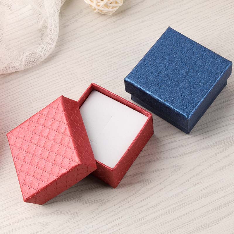 Diamond Pattern Jewelry Packaging Box Birthday Gift Ring Case Earring Studs Jewelry Storage Box Pendant Little Girl Jewelry Box-image-525730199