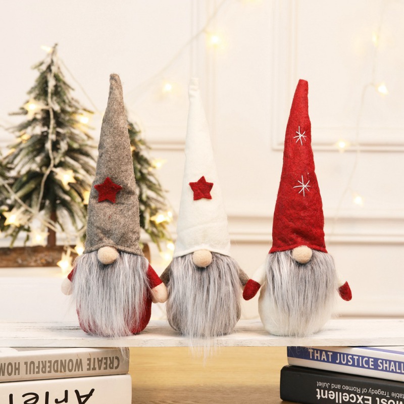 

Knitted Sitting Christmas Doll Decorations Tabletop Santa Figurines Ornaments Holiday Present Produtos De Natal