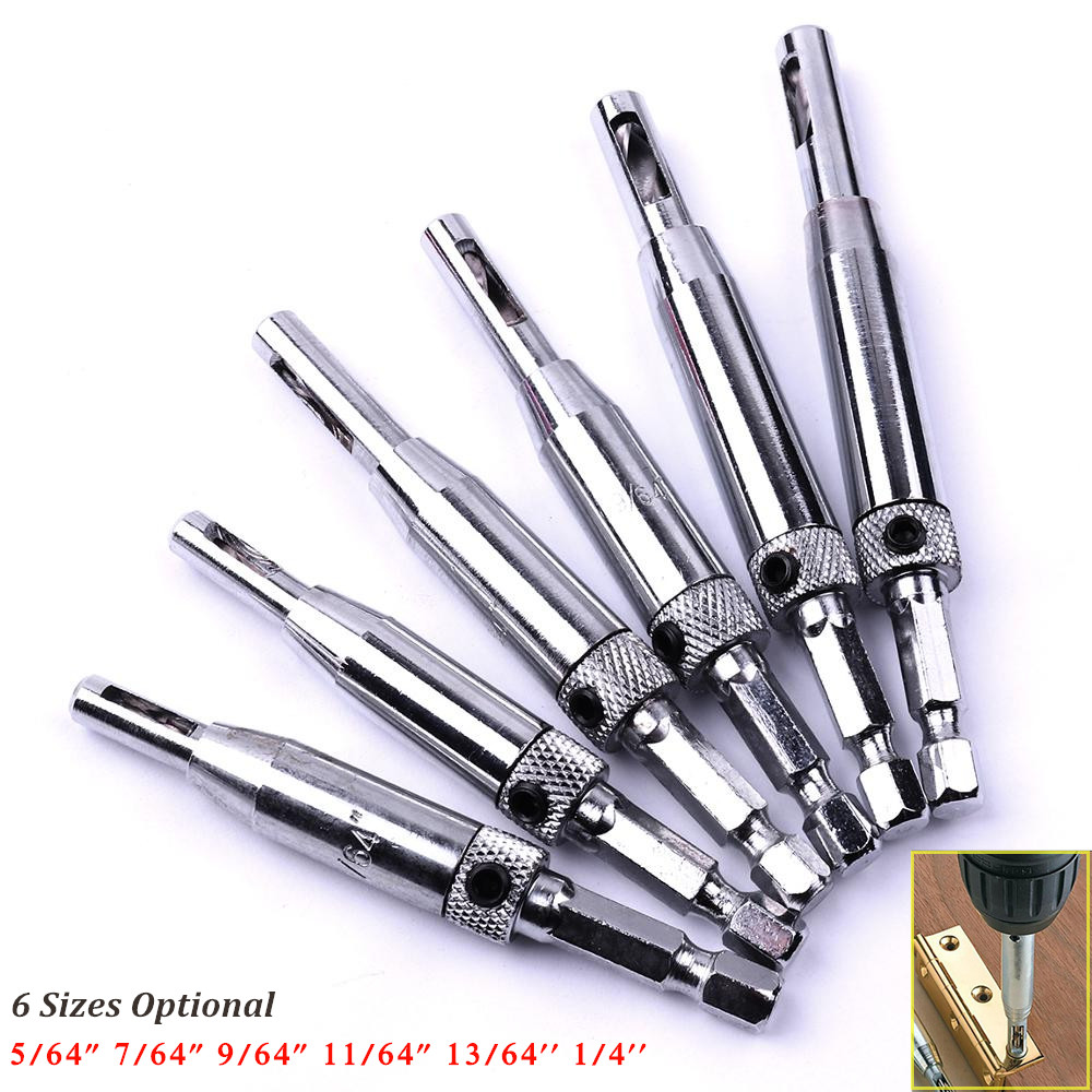 

1Pcs Center Core Drill Bit Door Cabinet Self Centering Hinge Tapper Hexagon Drill Bit Hole Puncher Woodworking Tool 5/64" - 1/4