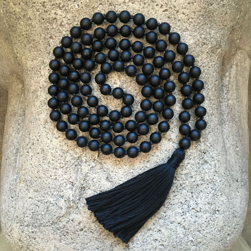 108 Perlen Prayer Meditation Lang Mala Halskette Nepal Matt Naturstein