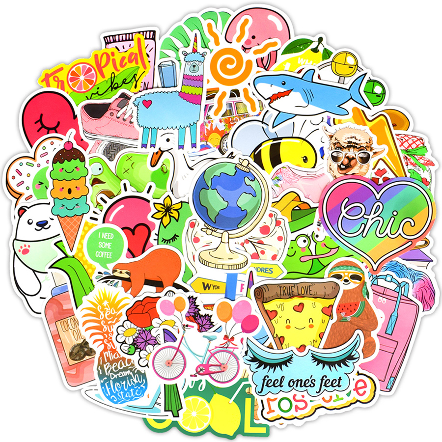 

50 Pcs Waterproof Vinyl Vsco Girls Stuff Stickers Pack for Water Bottle Laptop Phone Case Scrapbooking Bike Car Room Decor Party Favors