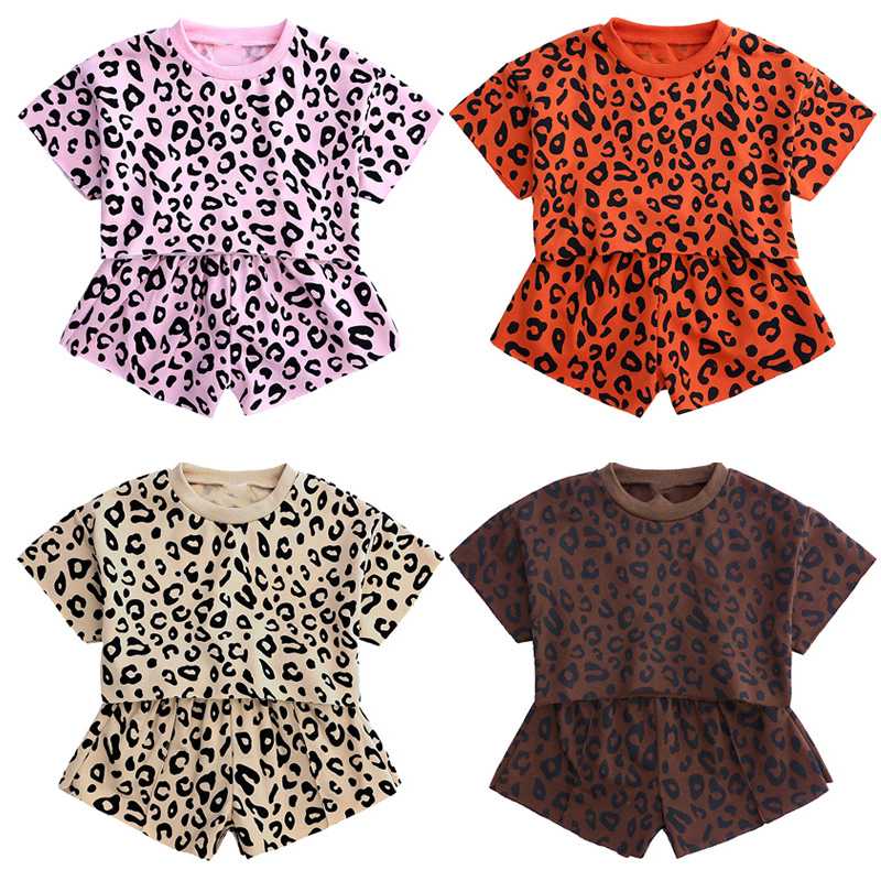 

Kids Leopard Set Korean Tops Shorts 2 Piece Set For Girls Toddler Baby Girl Summer Clothes Kids Suit Children's Clothing Sets