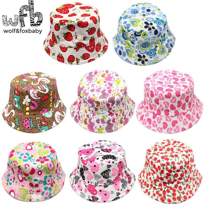 Retail 2-6Years Sunbonnet Sun Hats Printing Fisherman Caps Baby Children Kids Spring Summer Fall Retail 2-6Years CvOLi