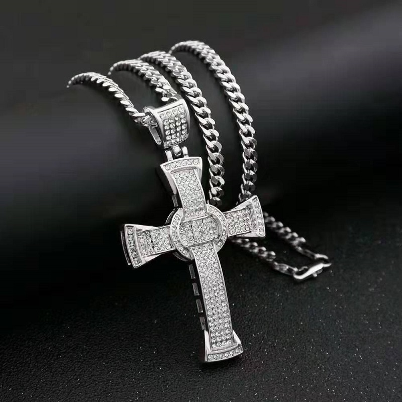 

iced out cross pendant necklaces for men women luxury designer mens bling diamond Cross pendants cuban link chain christian necklace jewelry