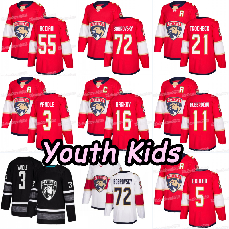 

Youth 72 Sergei Bobrovsky Florida Panthers Jonathan Huberdeau Noel Acciari Aaron Ekblad Trocheck Hoffman Keith Yandle Luongo Acciari Jerseys, Black;red