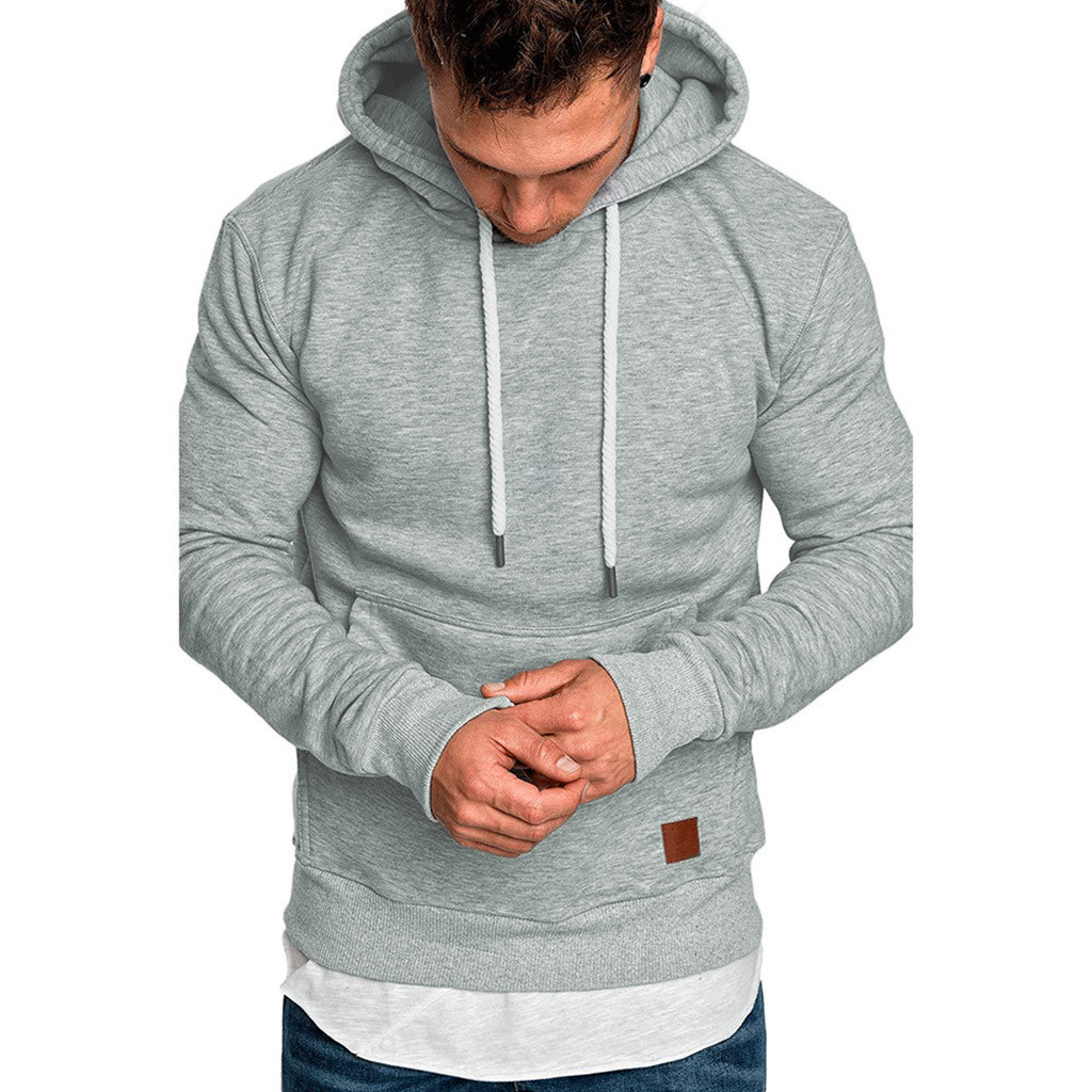 

Men Sweatshirt Hoodies Top Tracksuits 2019 Autum Winter Warm Long Sleeve Solid Streetwear Sweatshirt Mens Hoodies Poleron Hombre, Gray
