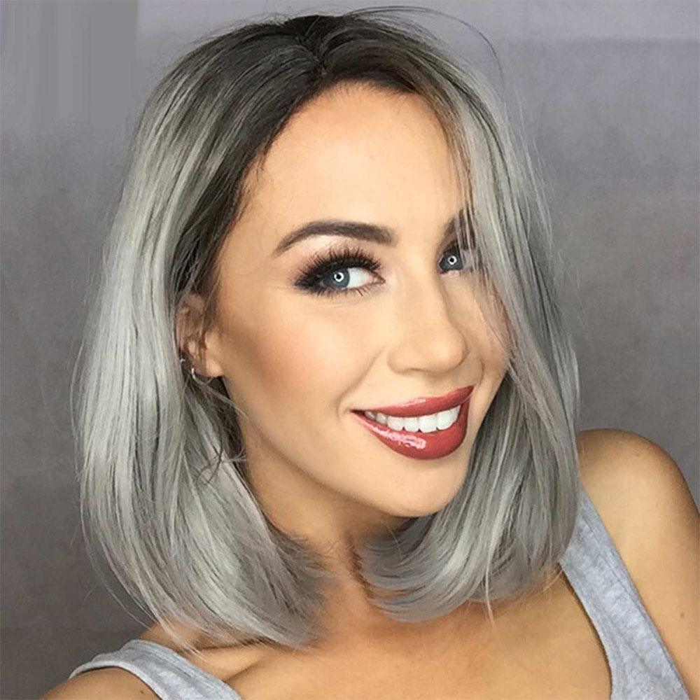 

Straight Bob Wig Synthetic Wigs Fashionable Hair Ombre Color Heat Resistant Fiber High Temperature Fiber 16 inch, R1b-30