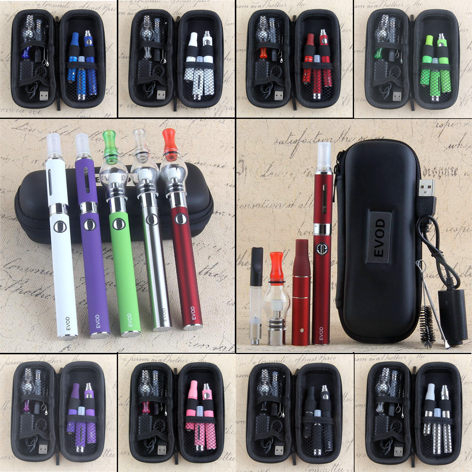 

4 in 1 EVOD Starter Vape pen 1100 MAH Dry herb mini Kit Herbal wax Kit, Purple